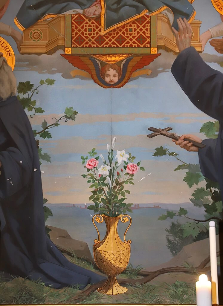 Glorificazione della vergine tra i sette santi fondatori, Trittico, 1934 - Chiesa dei sette santi, Firenze, dettaglio 2
